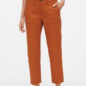 Girlfriend fit khakis with raw hem